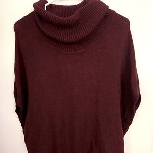 Maroon Mockneck Sweater Poncho